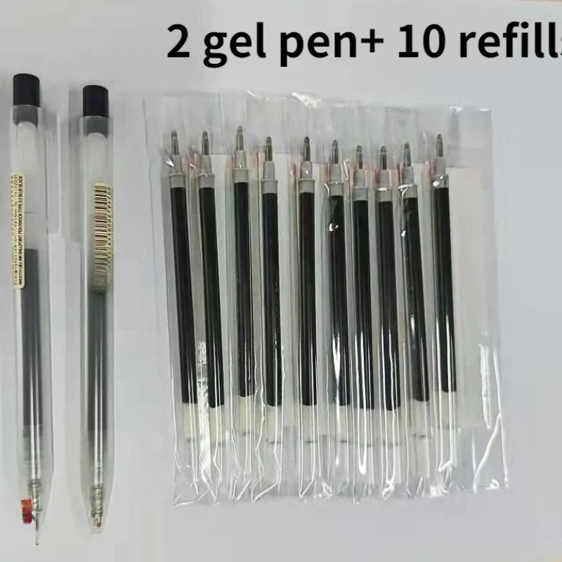 

2Pcs Black Gel Pen 0.38/0.5mm Refill Japan Gel Ink BallPoint Pen Office School Exam Signature Writting Stationery