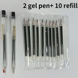 2Pcs Black Gel Pen 0.38/0.5mm Refill Japan Gel Ink BallPoint Pen Office School Exam Signature Writting Stationery