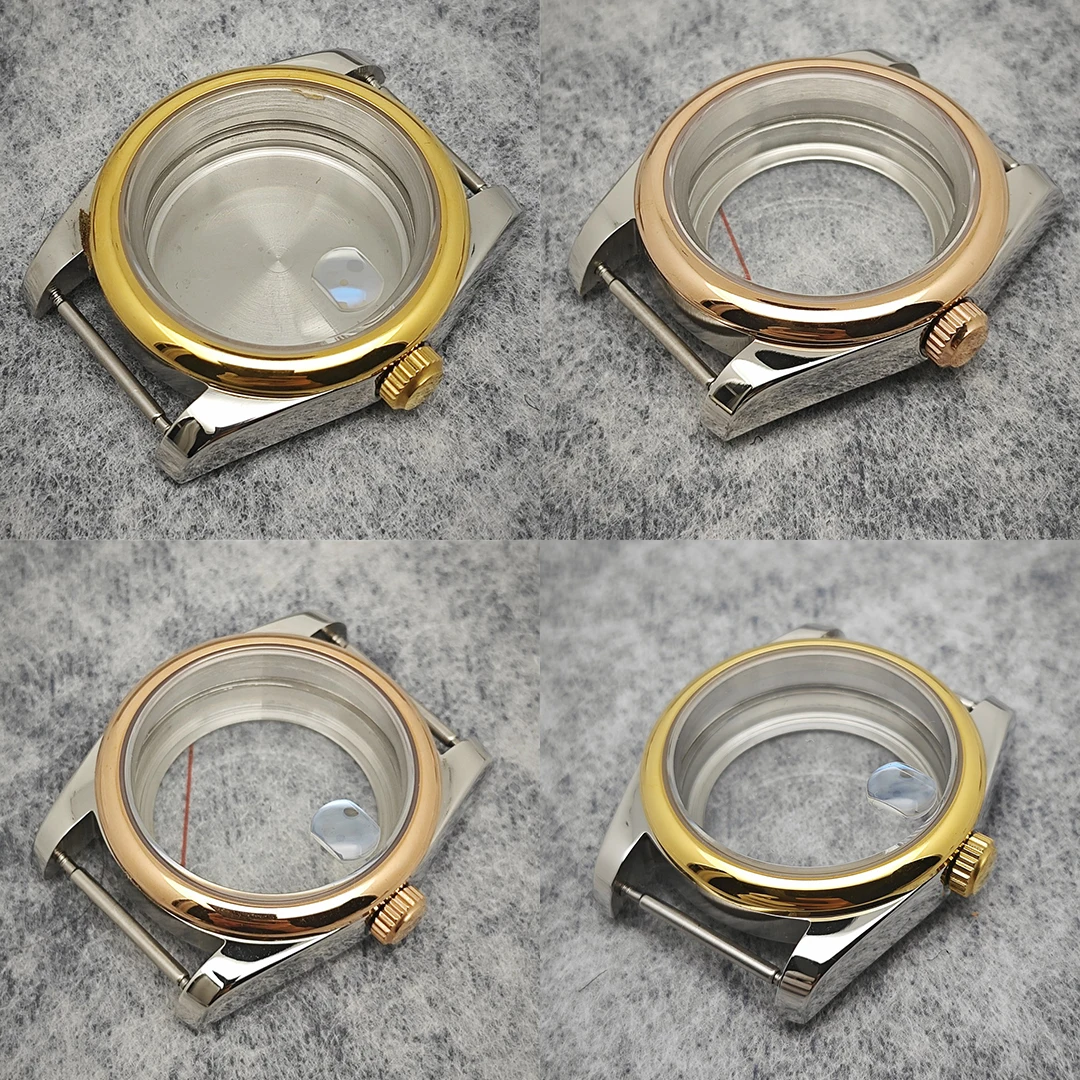 

36mm/39mm Oyster Watch Case PVD Rose Gold/Gold Stainless Steel/transparent Caseback Watch Accessories for NH35/NH36/4R Movement