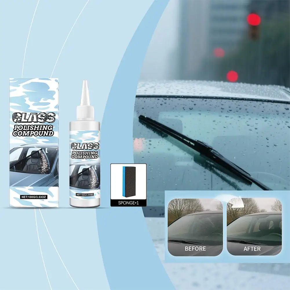 

100 г средство для удаления автомобильной стекла, жидкость для полировки лобового стекла, долговечный блеск, безопасная формула, покрытие стеклянной пленки для авто, дома, Win U9T5