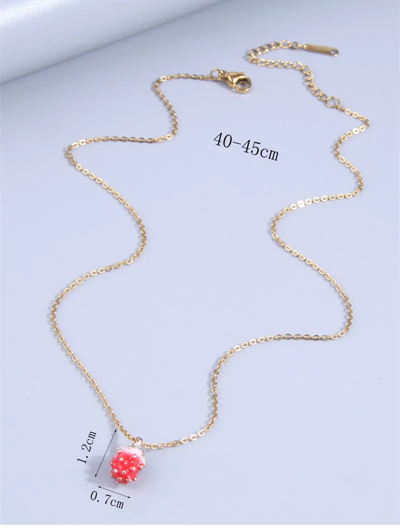 Kymyad Korean Fashion Gold Color Chains Choker Necklace Women Bijoux Strawberry Pendant Necklaces For Women Collares Jewellery