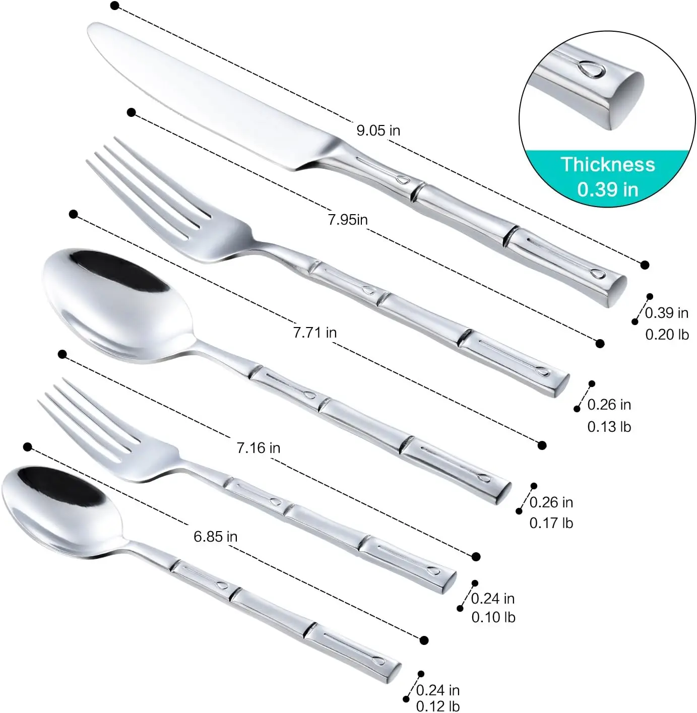 Silverware Set Bamboo Pattern 60-Piece Service for 12