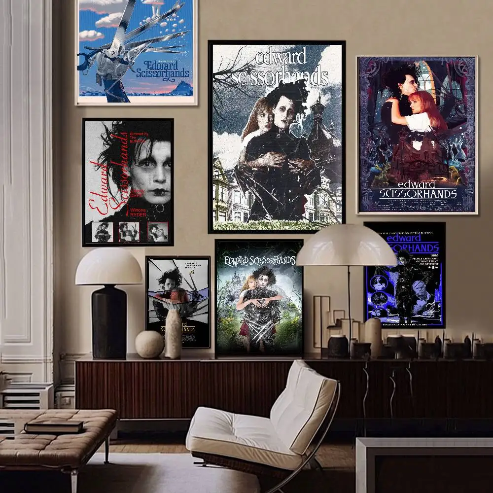 Retro Edward Scissorhands Vintage Posters Sticky Retro Kraft Paper Sticker DIY Room Bar Cafe Kawaii Room Decor