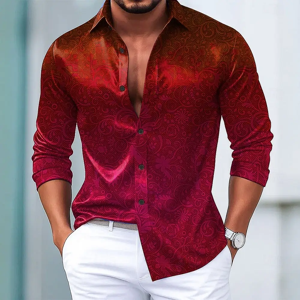 Paisley Floral Print Men's Ethnic Shirt Fashion 3D Printed Shirt Button Up Shirt Casual Long Sleeve Shirt Street Blouse For Mens