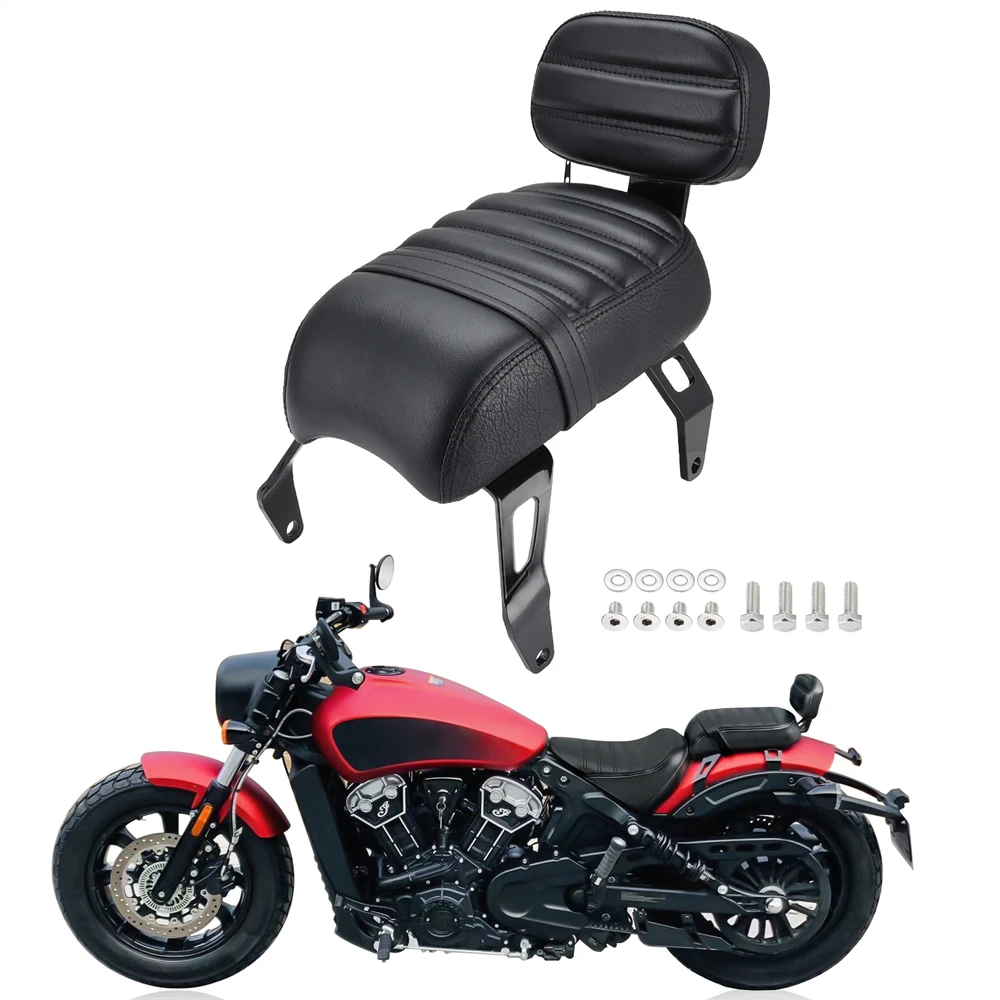 

For 2025 Indian Scout Sixty Bobber Classic Passenger Seat Leather Rear Seat Cushion Sissy Bar Backrest Pad