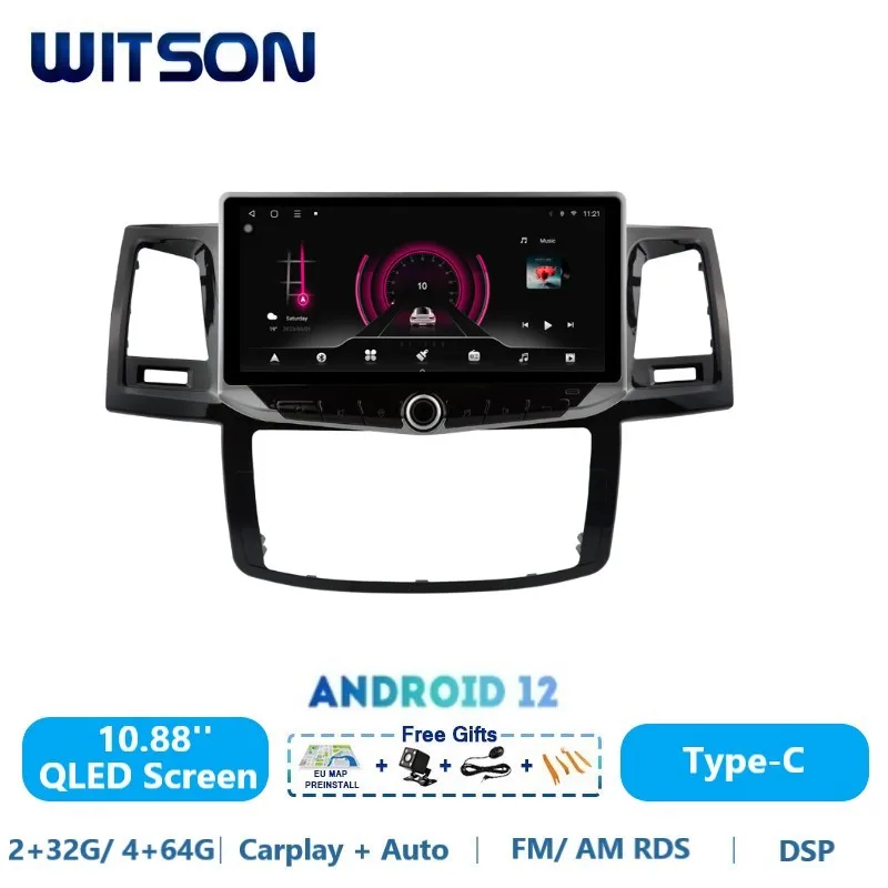 WITSON Android 12 Car Radio SYSTEM for Toyota Fortuner Hilux MT 2008-2014 QLED Carplay Auto Stereo GPS WiFi Multimedia