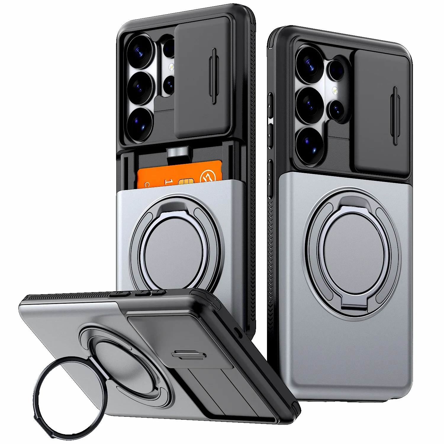 Robuste Anti-Fall-Handyhülle für Samsung Galaxy S26 FE S25 S24 Plus S23 S22 Ultra mit Magnetringhalter und Brieftaschenfunktion – Detail 11