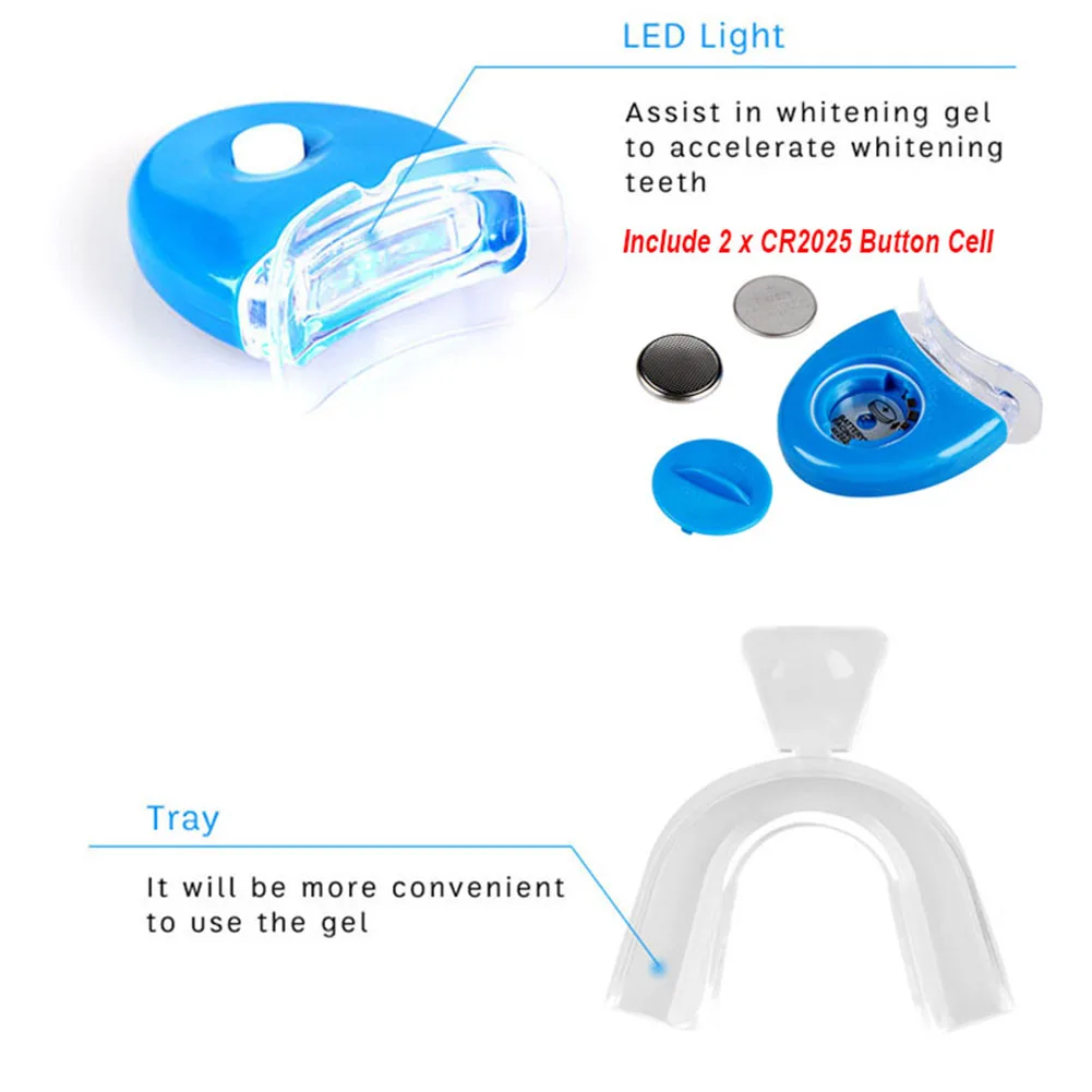 3/6/10 Teeth Whitening Kit Gel Syringe 44 Peroxide Dental Tooth Bleach System LED Cold Light Oral Hygiene Device Mouth Tray Tool