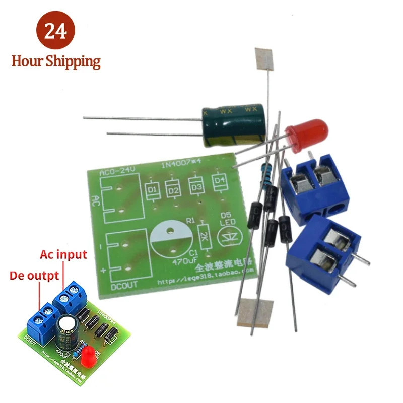 1N4007 Diy Kit IN4007 Bridge Rectifier AC DC Converter Full Wave Rectifier PCB Board KIT Parts Electronic Suite