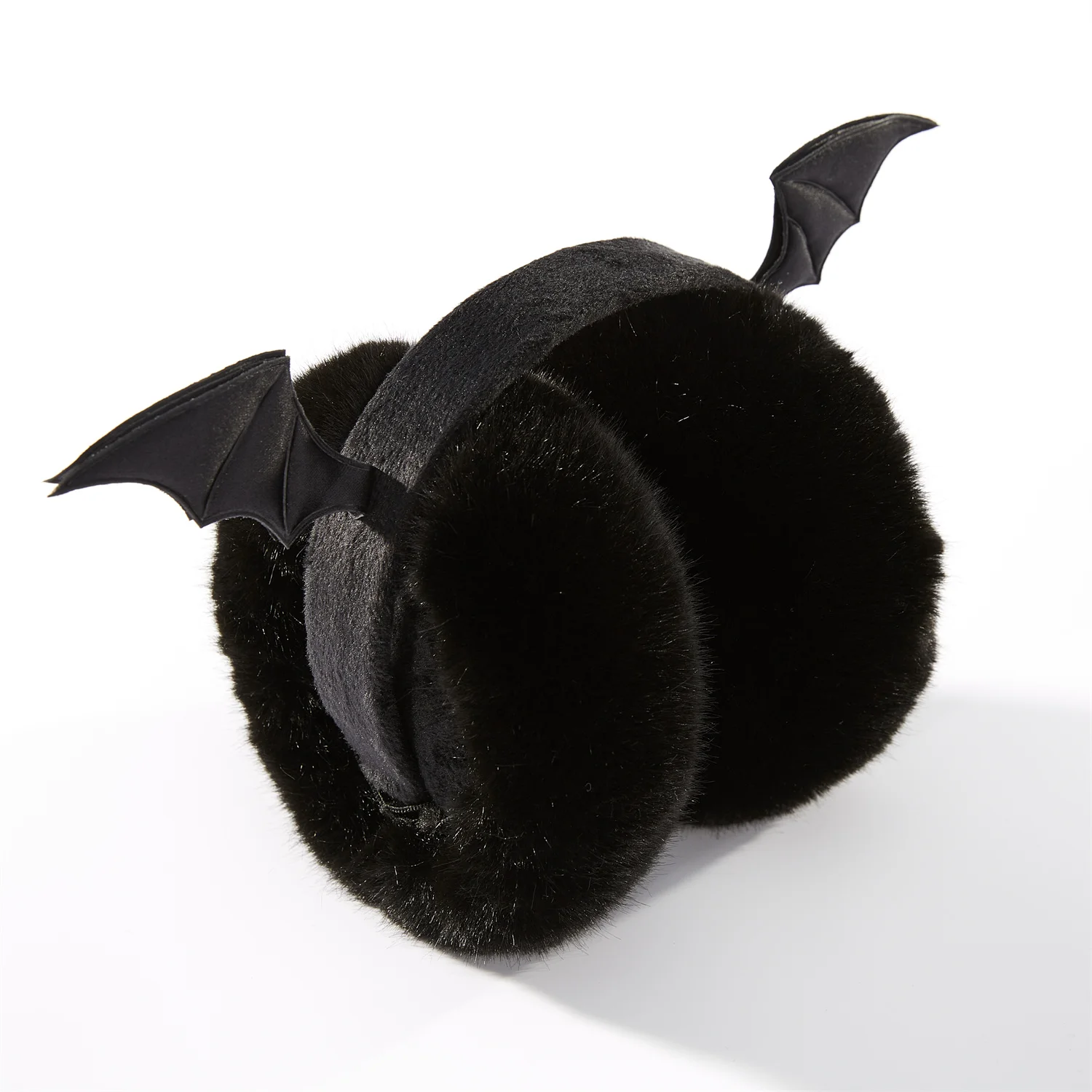 2024 Halloween Earmuffs Fashion luxurious Funny Bat Wings Black Ear Muffs High quality hypoallergenic imitation rabbit fur