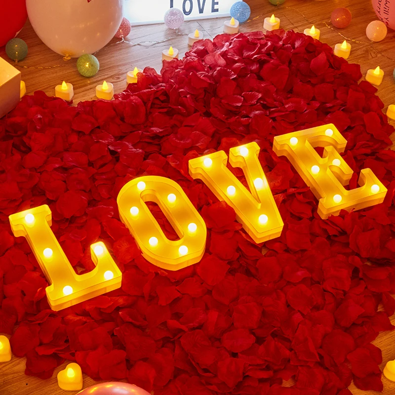 LED Letter Light Alphabet Number Heart Plastic Atmospher Lamp 20.8cm for Home Wedding Valentines Ornament Birthday Party Decor