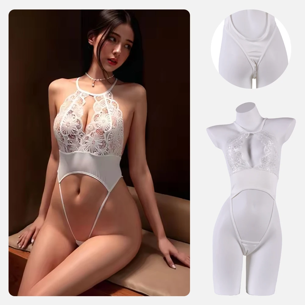 

Sexy Hollow Naughty Lingerie Red Bodysuit for Women Exposed Chest Thong Underwear Temptation Erotic Costumes Exotic Nightdress