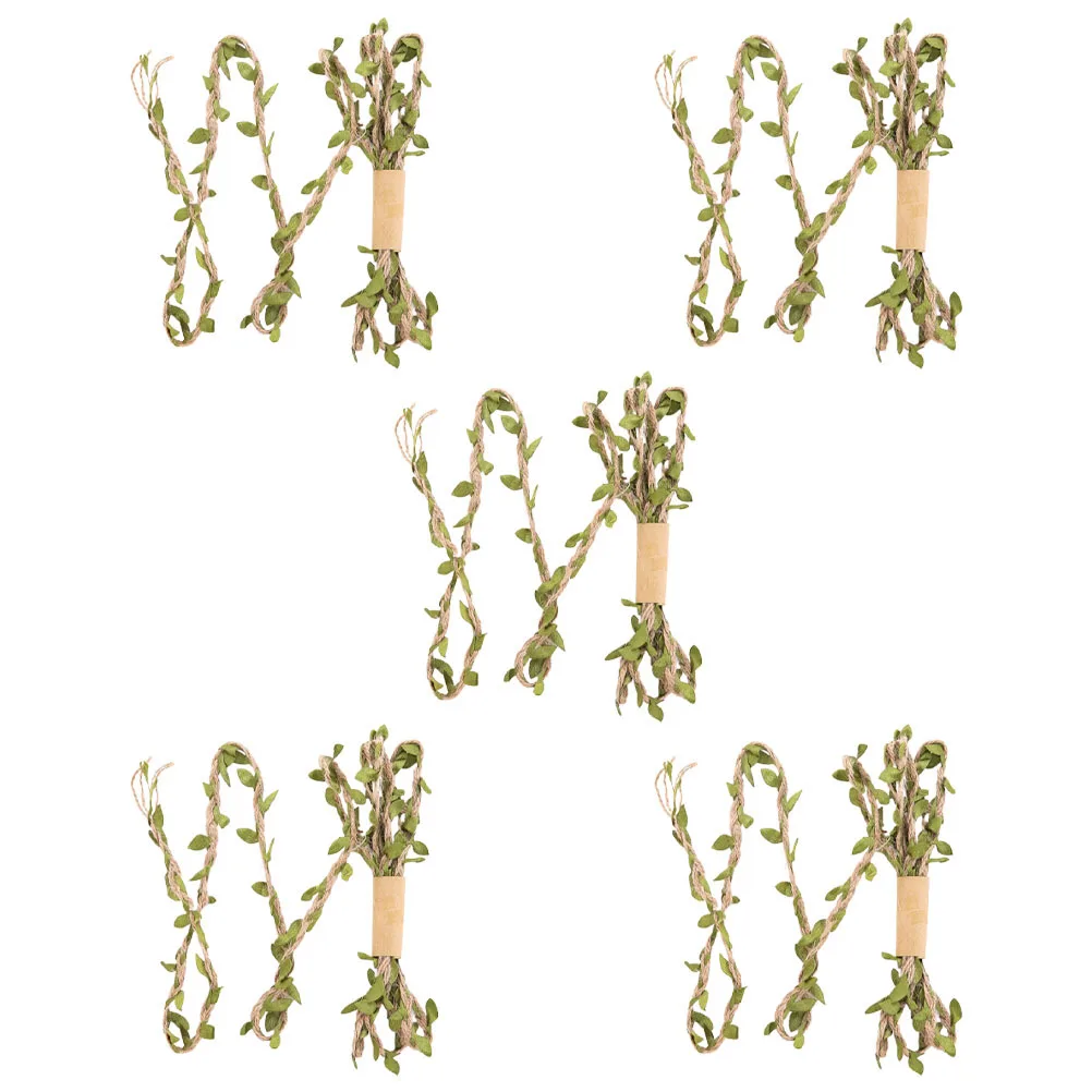 

5Pcs 2M Simulation Green Leaf Hemp Rope DIY Xmas Gift Packing Decorative Rattan Simulated Vines Artificial Vines