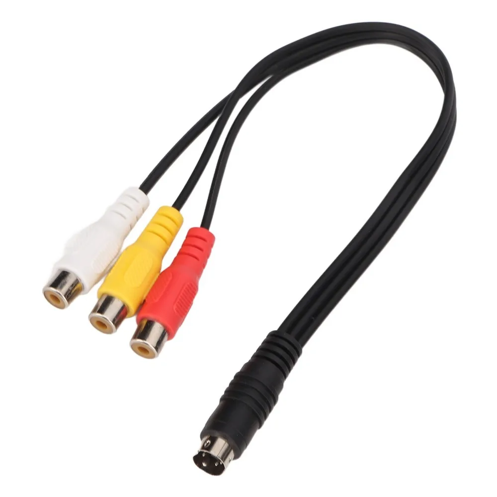 Double Shielding S Video Flexible Red Yellow White 4 Pin Male to 3RCA Female Cable Plug and Play 1.0ft Extension Cord VCR