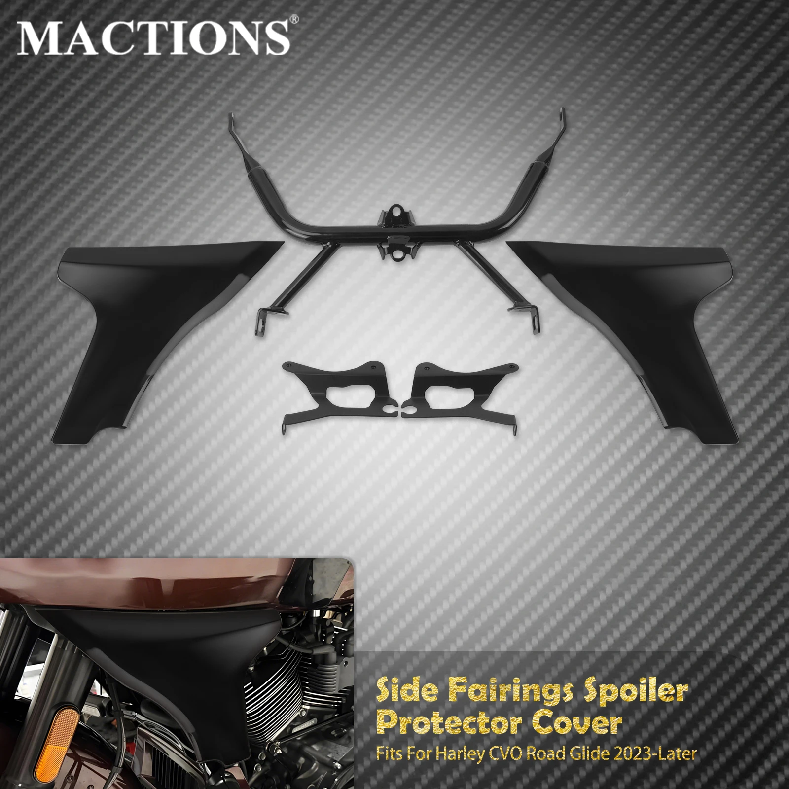 

Motorcycle Fairing Side Cover Panel Spoiler W/ Support Bracket Kit For Harley Touring CVO Road Glide FLTRXSE 2023-Up FLTRXSTSE