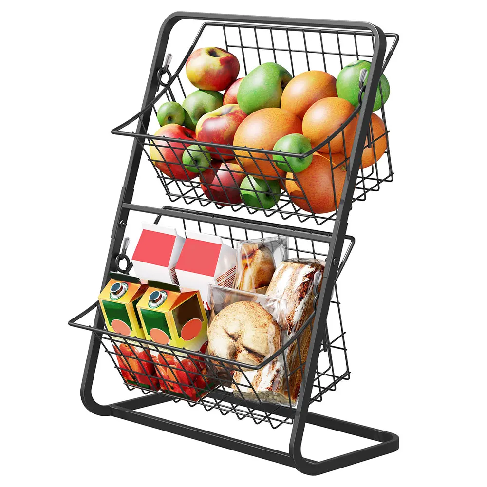 

Iron Storage Shelf Rack for Kitchen Seasoning Organizer Fruits Holder Double Layer Assembly Bathroom Cosmetic Storage Basket