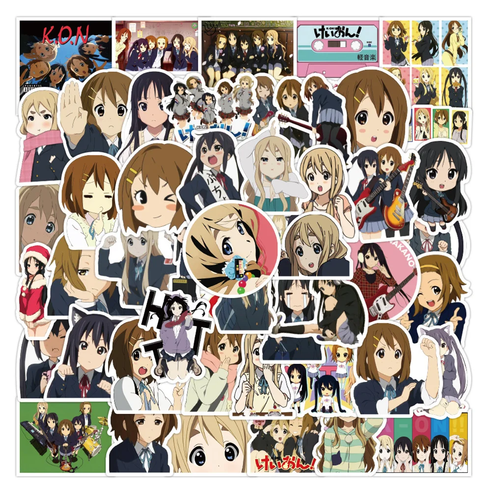 50 قطعة كارتون أنيمي K-ON ضوء الصوت فتاة الكتابة على الجدران ملصقات مقاومة للماء الإبداعية العصرية الثلاجة القدح خوذة ملصقات تزيين السيارة