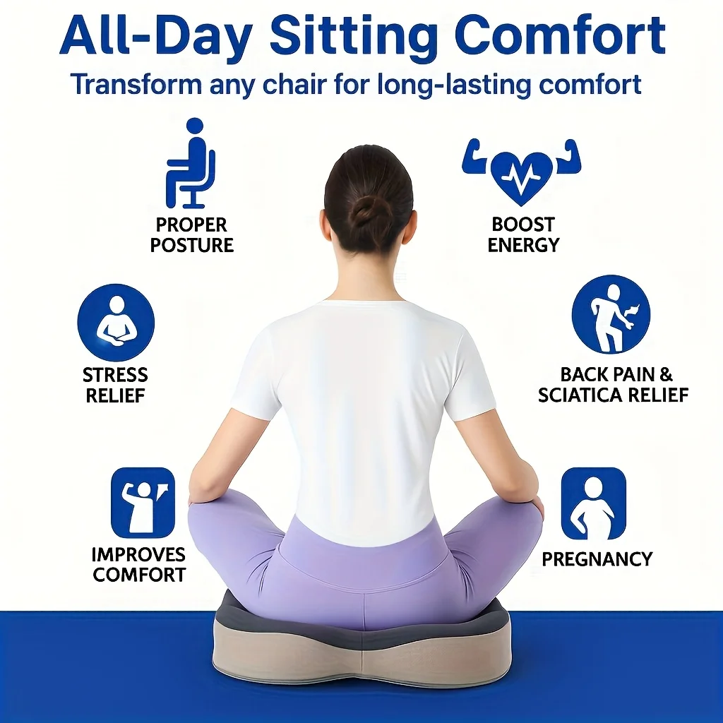 قطعة واحدة من وسادة مقعد إسفنجية الذاكرة، مناسبة لفترات الجلوس الطويلة - دعم مريح لكراسي المكاتب والمكاتب المنزلية