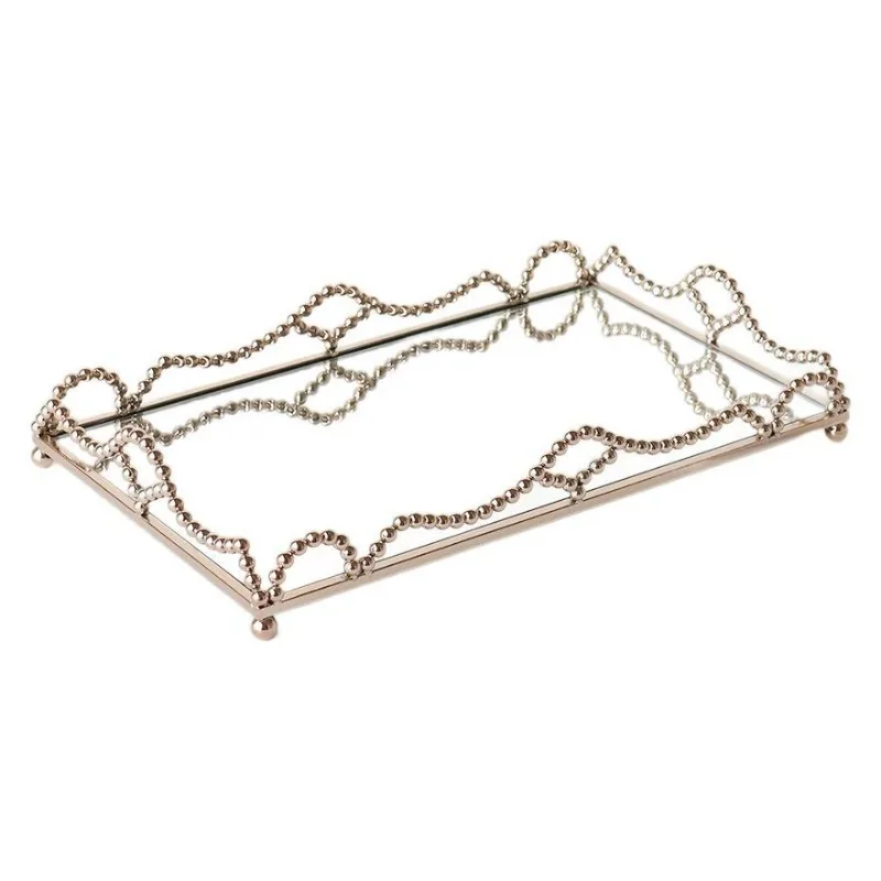 

Modern light luxury American living room dining room coffee table decorative tray ornament gold cosmetics storage mirror tray