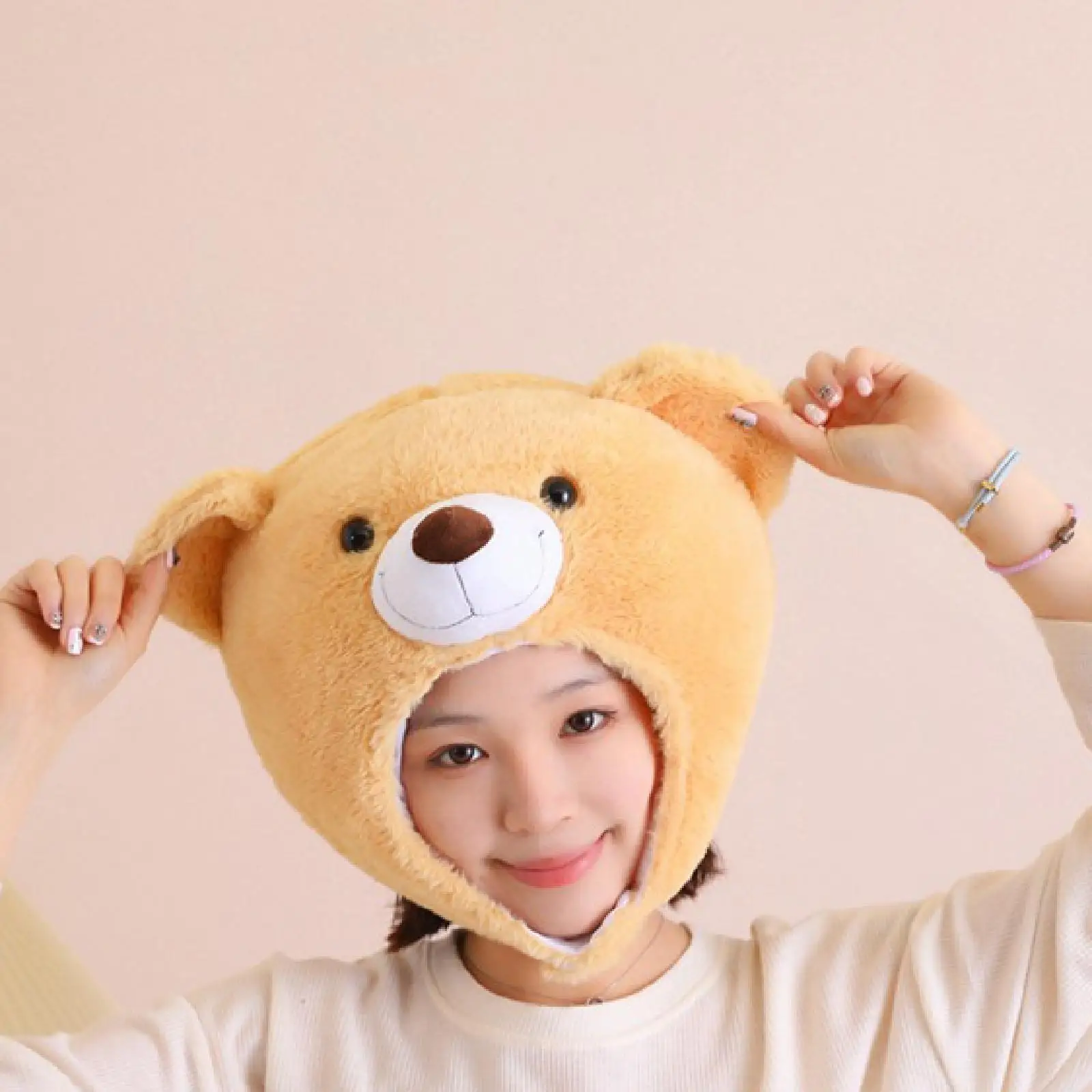 

Headgear Funny Gift Plush Bear Hat for Stage Performance Role Play Photo Props