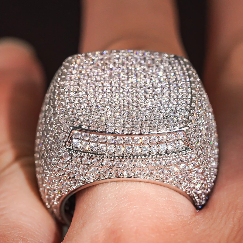 Huitan تألق كامل بلينغ مثلج خارج البنصر الإناث الفاخرة اقتراح اكسسوارات مايكرو تمهيد مكعب زركونيا مجوهرات للحزب #3