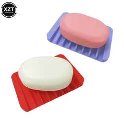 1Pc Bathroom Silicone Flexible Soap Dishes Storage Holder Soapbox Plate Tray Drain Bath  Anti-skidding Tools New