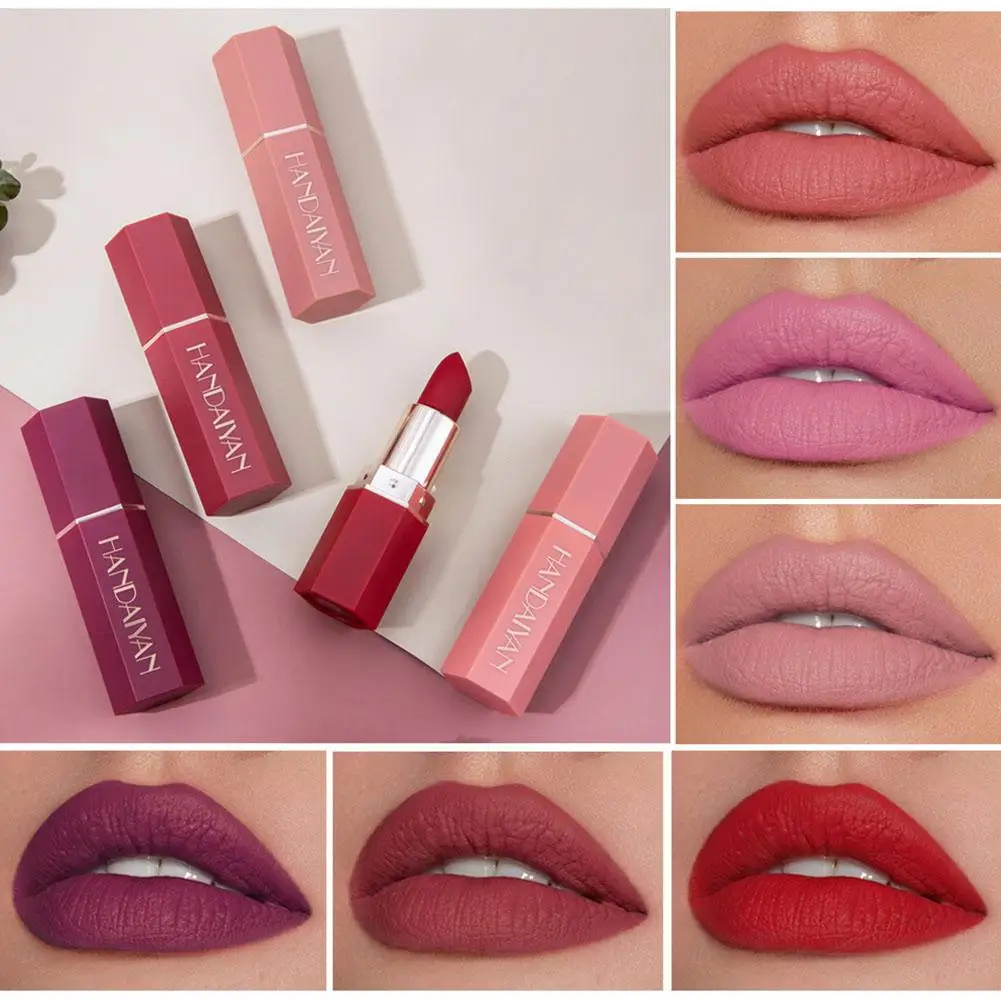 Velvet Matte Lipstick, impermeável, duradouro, copo não-pegajoso, sexy, liso, vermelho, rosa Lip Gloss, lábios, produtos de maquiagem beleza, 6 cores