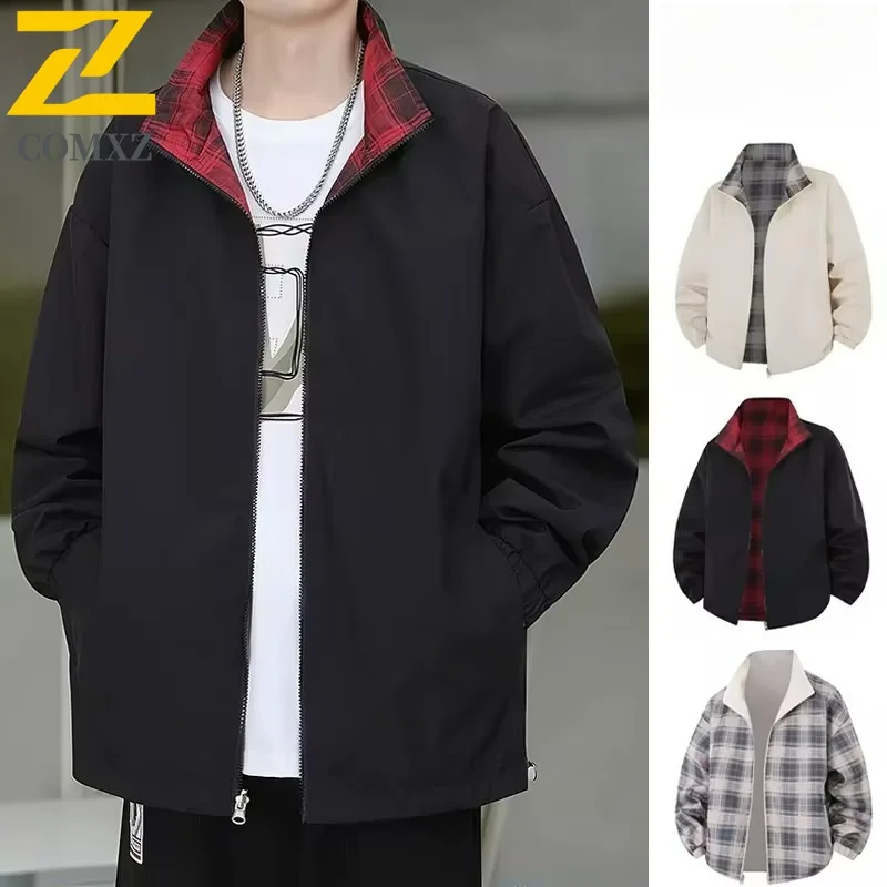 

COMXZ Повседневная мужская куртка с воротником-стойкой, удобное пальто для приключений на открытом воздухе, минималистичная однотонная легкая осенняя верхняя одежда