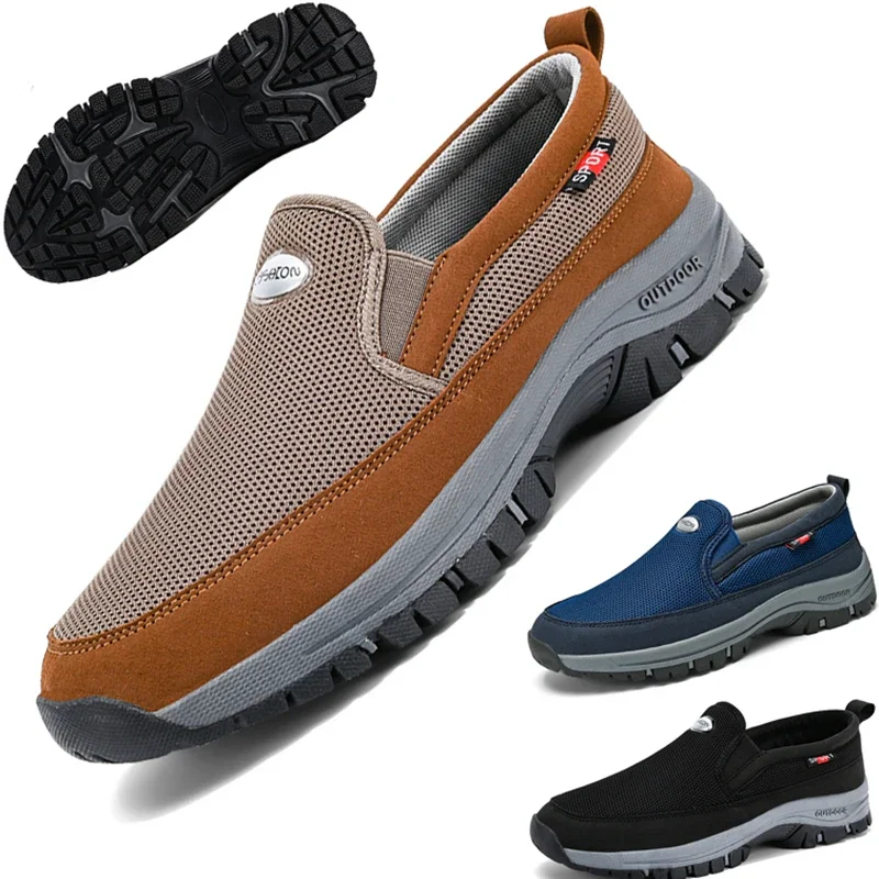 Men Over Size 39-47 Mountain Trekking Sneakers Slip-on Male Cross-country Walking Shoes Anti-slippery Youth Hiking Sneakers