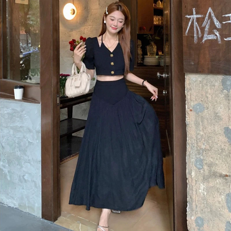 

Long Women's Two Skirt Piece Set Maxi Y2k Streetwear New in The Same Korea Elegant Casual Formal Occasion Jacket Female Outfits