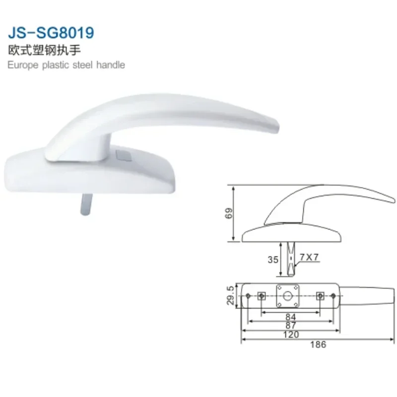 Maniglia in acciaio quadrata con serratura semplice per camera da letto Maniglia da cucina per porte e finestre in plastica europea per interni universali per uso domestico