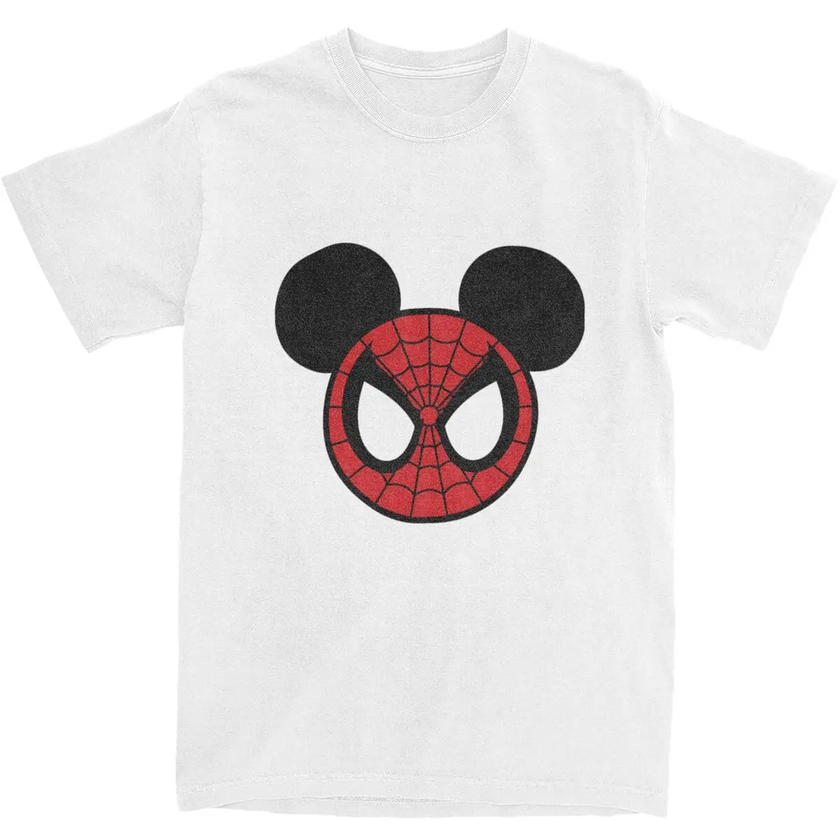 

Men's Spider Man Mickey Head T Shirts Cotton Tops Summer Short Sleeve T-Shirt Crew Neck Hip Hop Print Tee Shirt Large Size