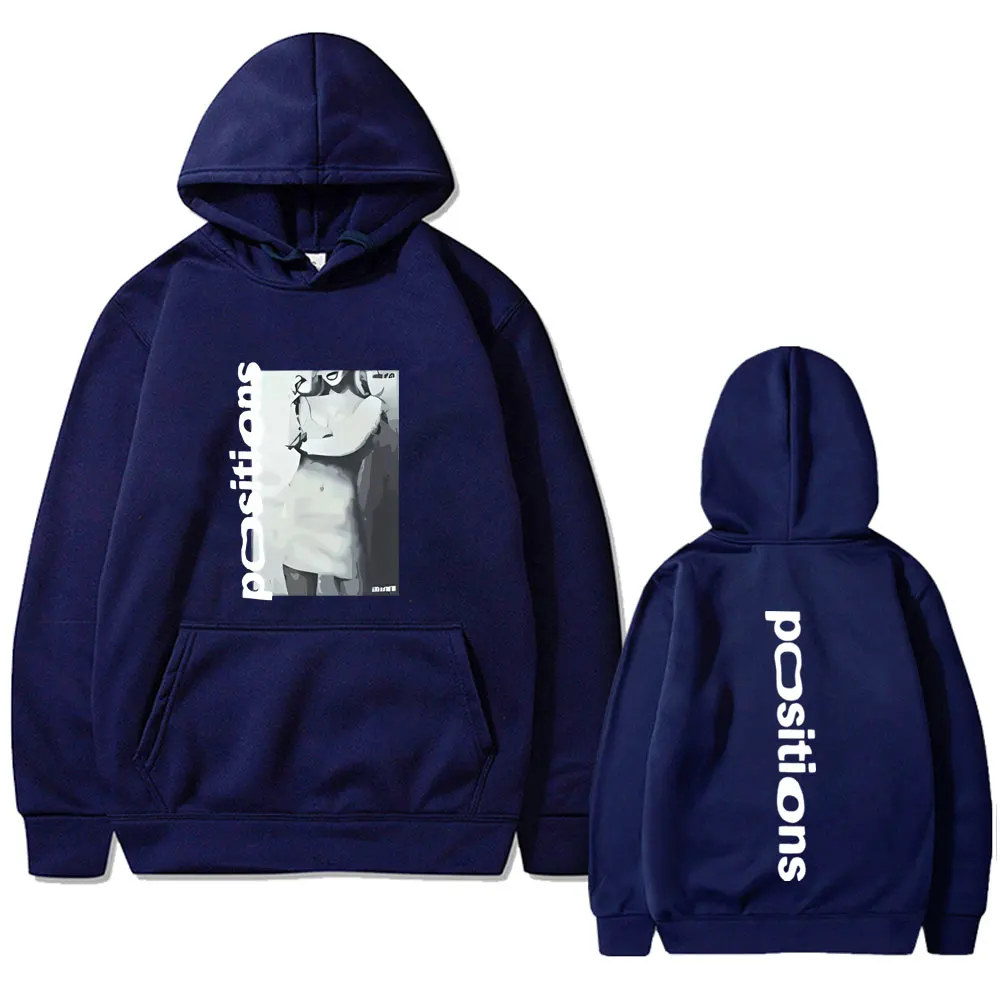 Singer Ariana Grande Positions Double Sided Print Hoodie Male Fashion Casual Loose Sweatshirt Men Women Vintage Pullover Hoodies