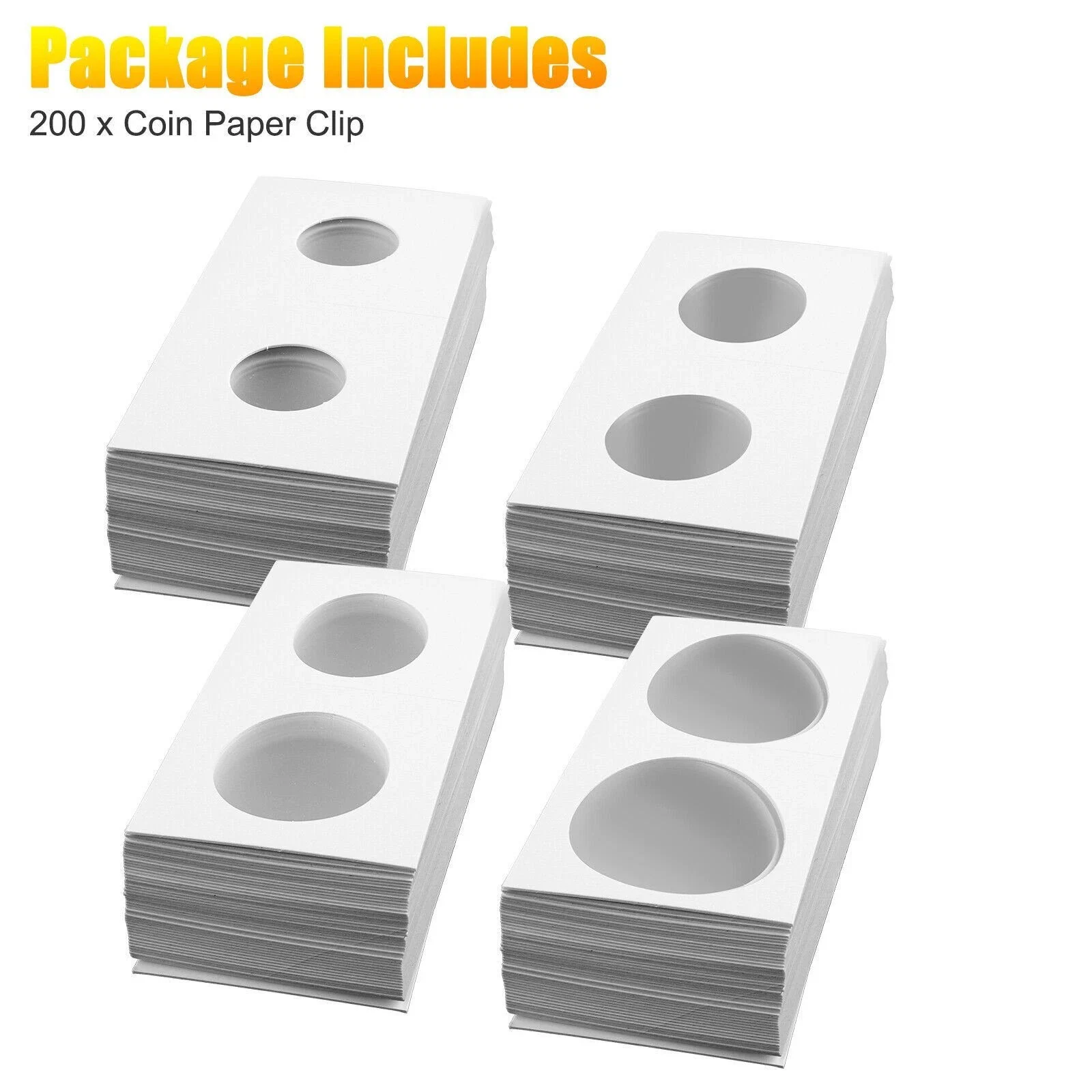 200 Pack Cardboard Coin Flips with Clear Window, Thick Hard Paper Holders for Coins Collection Display