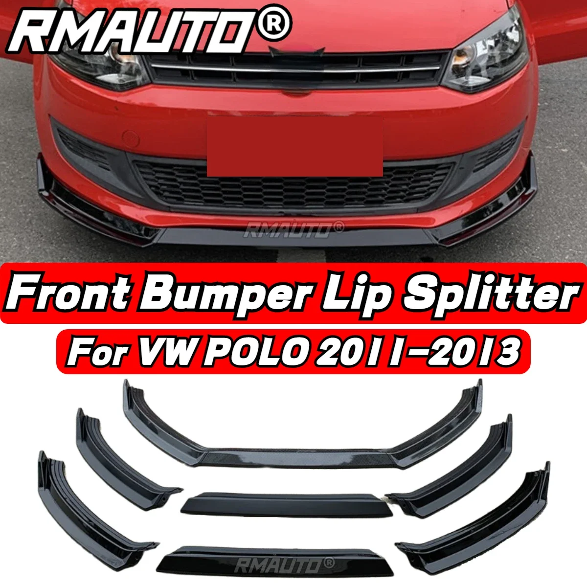 

POLO Lip Carbon Fiber 3Pcs Front Bumper Diffuser Splitter Lip Rear Spoiler For Volkswagen VW POLO 2011-2013 2017-2023 Body Kit