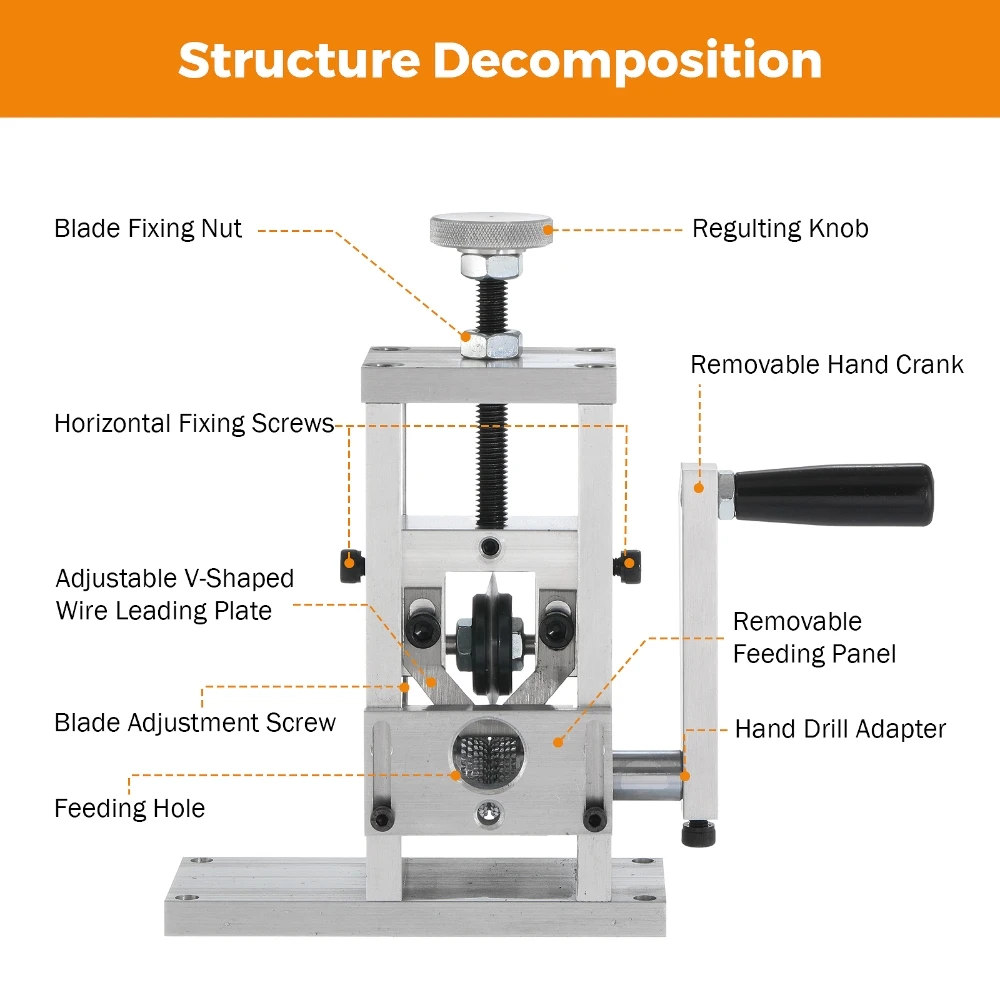 Imagem -02 - Manual Wire Stripping Machine Copper Cabo Scrap Recycle Liga de Aço Cabo Peeling Stripper Machine para 170 mm Diâmetro do Cabo