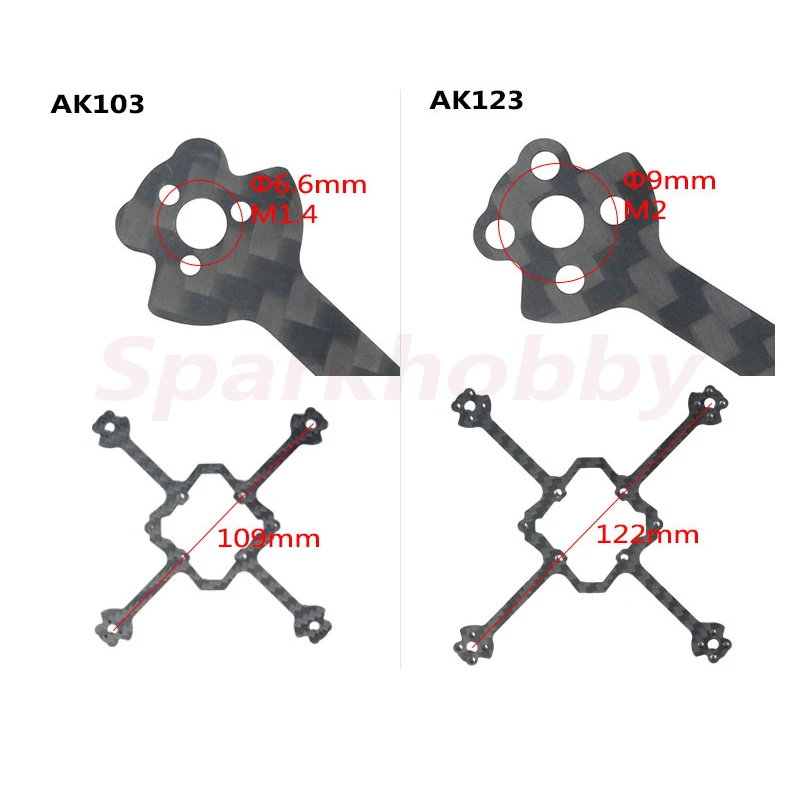 LDARC AK103 109mm AK123 122mm 3inch Toothpick Carbon Fiber Frame Kit With LDARC 65mm Propeller For RC Cinewhoop FPV Drones