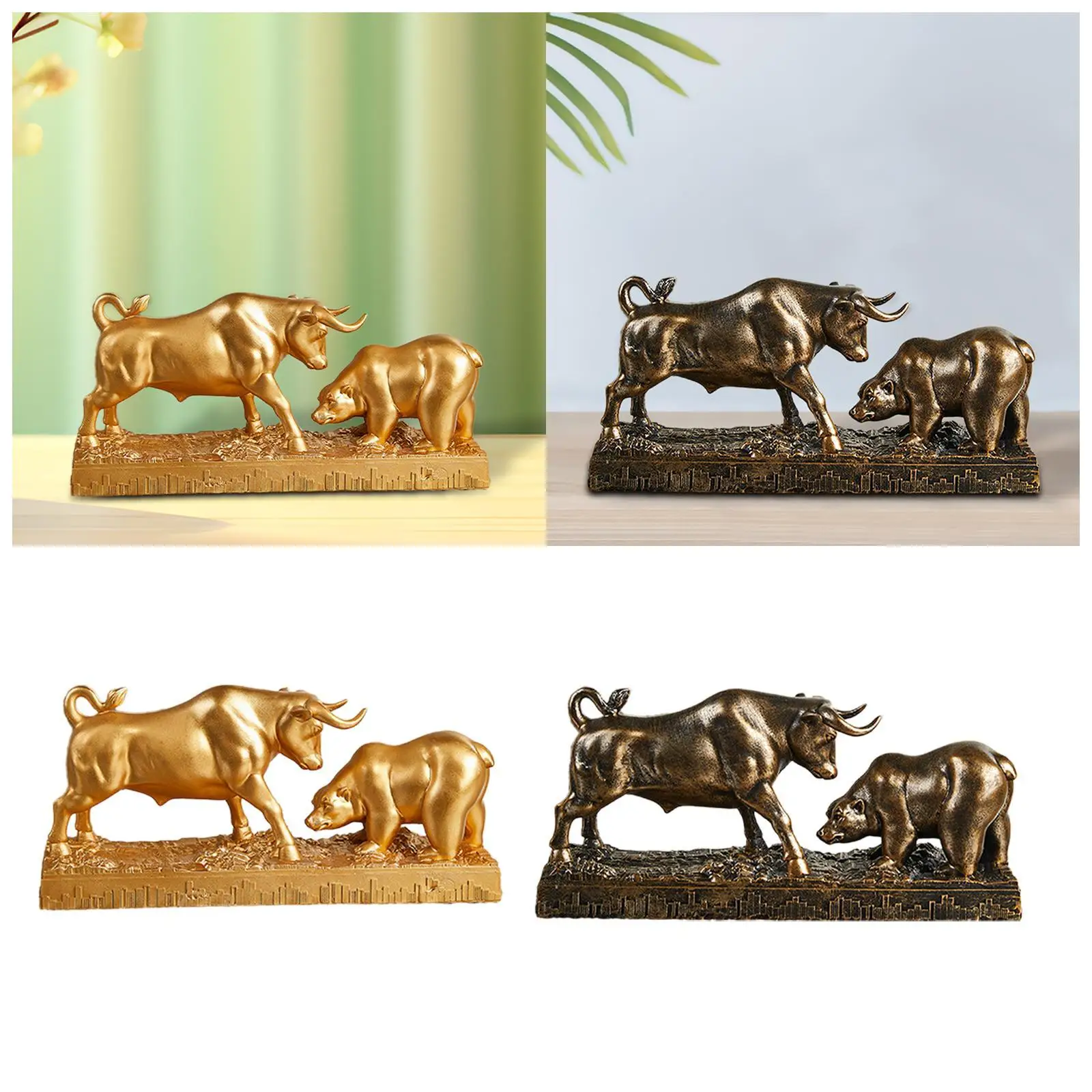 Estatua de estatuilla de toro y oso, decoración de mesa para bibliotecas, decoración versátil