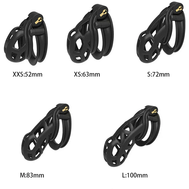 Manga de jaula de castidad masculina con anillos de resina para pene de 4 tamaños, dispositivos de jaula para pene discreto Sissy Femboy, productos para hombres y adultos
