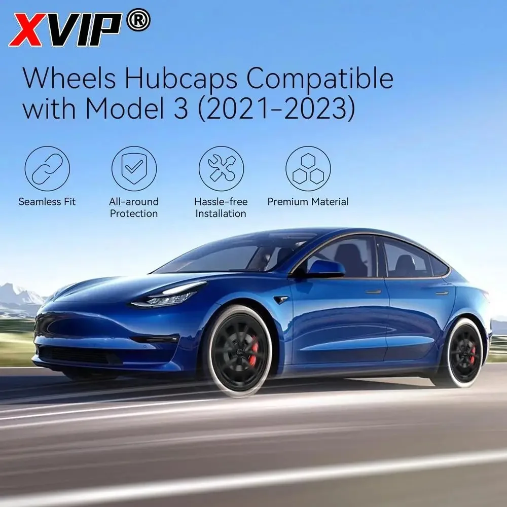 XVIP 4PCS HubCap For New Tesla Model 3 2021-2023 18 Inch Performance Wheel Cap Replacement Automobile Full Rim Cover Accessories