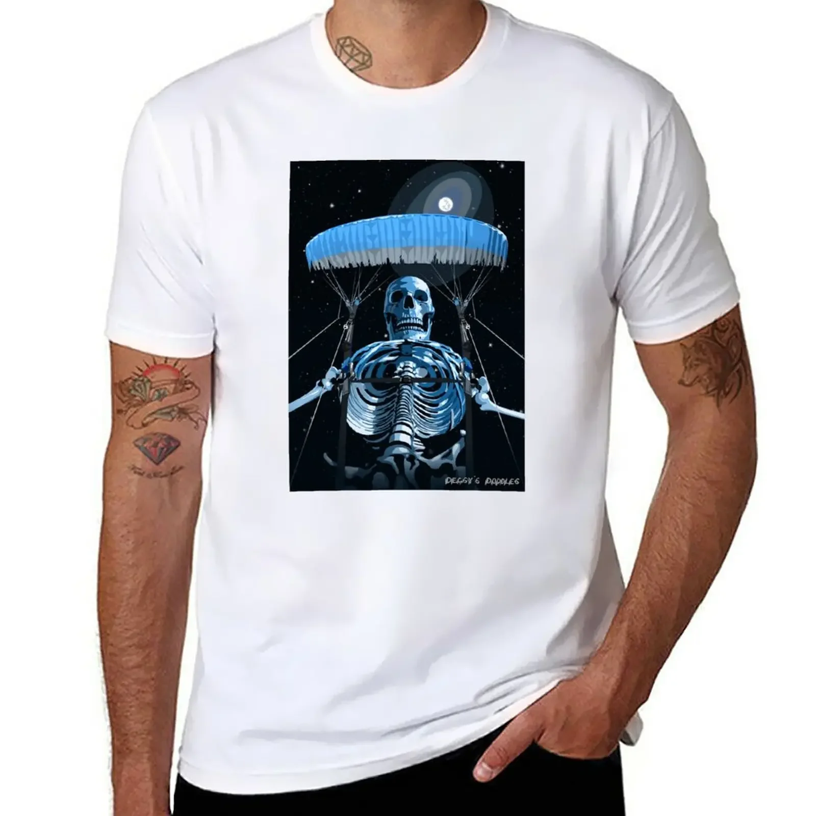 New paragliding skeleton T-Shirt oversized t shirt custom t shirt mens big and tall t shirts