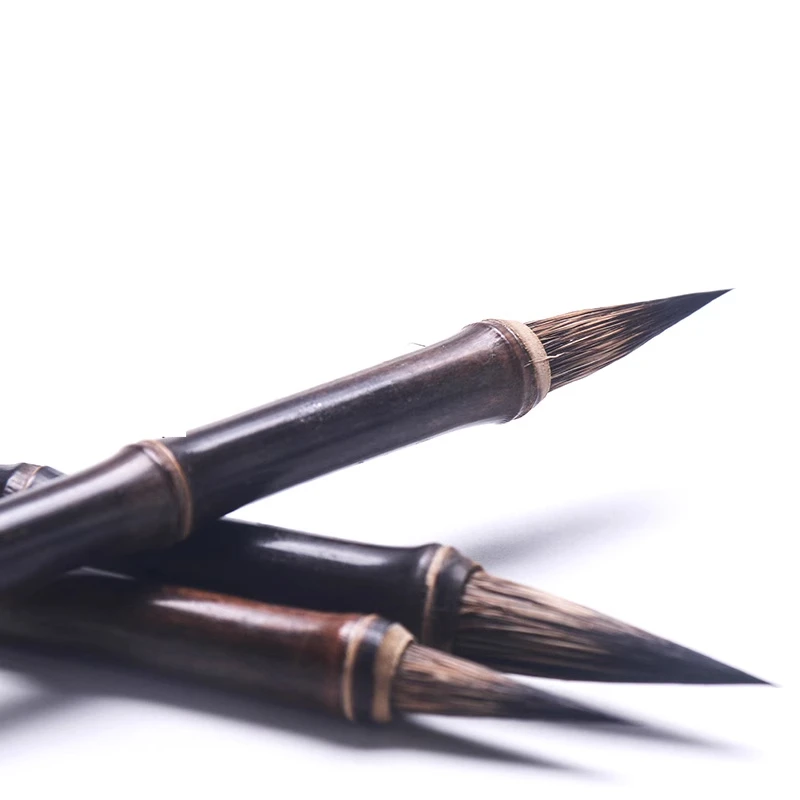 Purple Rabbit Hair Brush Chinese Calligraphy Brush Pen Bamboo Regular Script Running Cursive Fine Line Drawing Brush Stationery