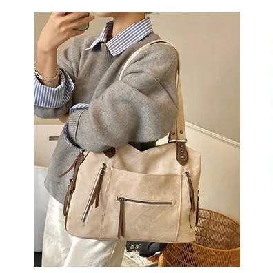CGCBAG Vintage y2k Shoulder Bag For Women Lage Capacity Designers Tote Bags Commuting High Quality PU Leather Female Handbags