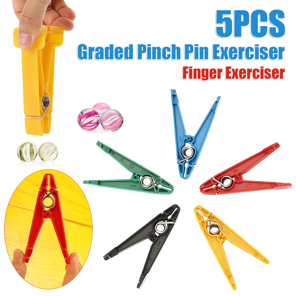 

5PCS Graded Pinch Pin Exerciser Finger Strengthener Pinch Clips Rehab Pinch Clips for Recovery From Injuries & Surgery