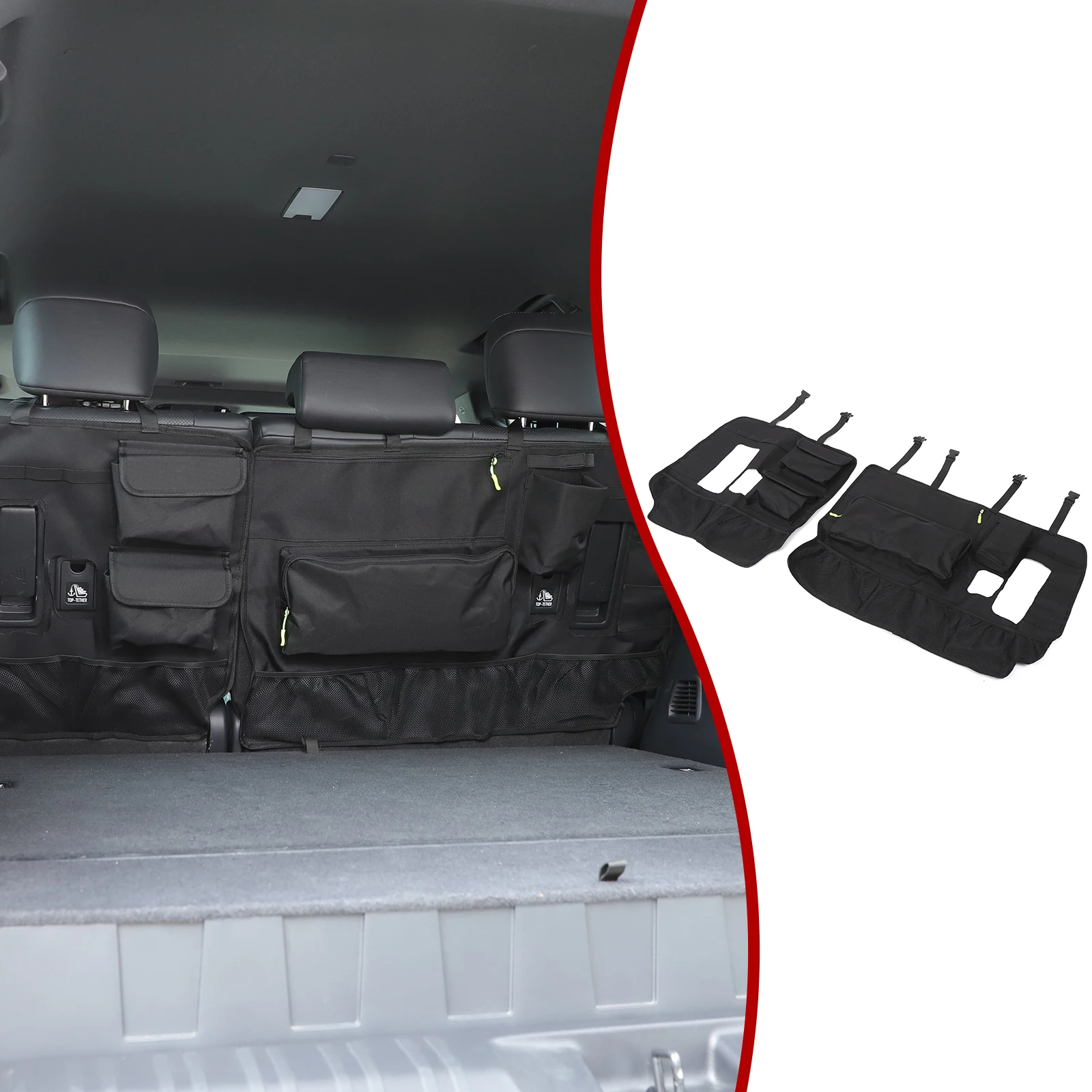 

2pcs 209T Twill Composite Waterproof Fabric For 2024+ Toyota Prado Rear Seat Back Pocket Car Organizer Interior Accessories