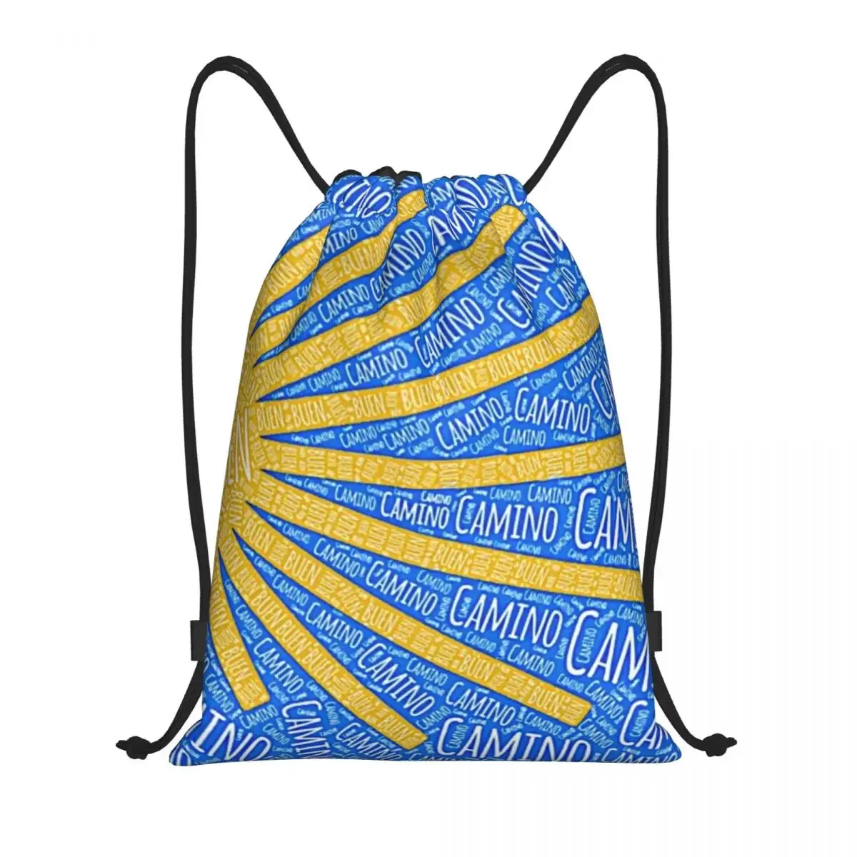 

Custom Camino De Santiago Drawstring Backpack Sports Gym Bag for Women Men Scallop Shell Training Sackpack