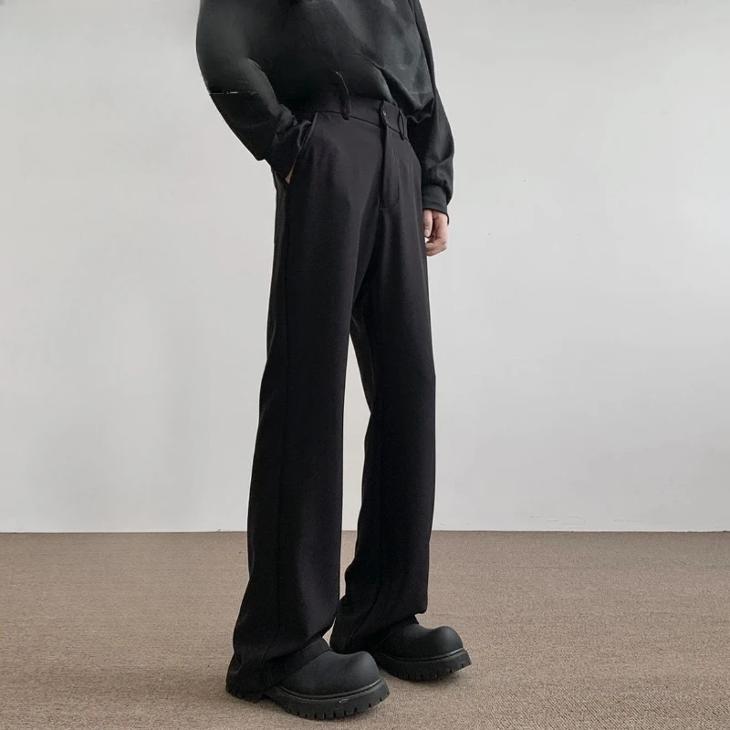 Men's 2026 Wide Leg Flare Dress Pants Loose Fit Draped Casual Trousers Vintage Vibe Floor Length Elegant Long Pants