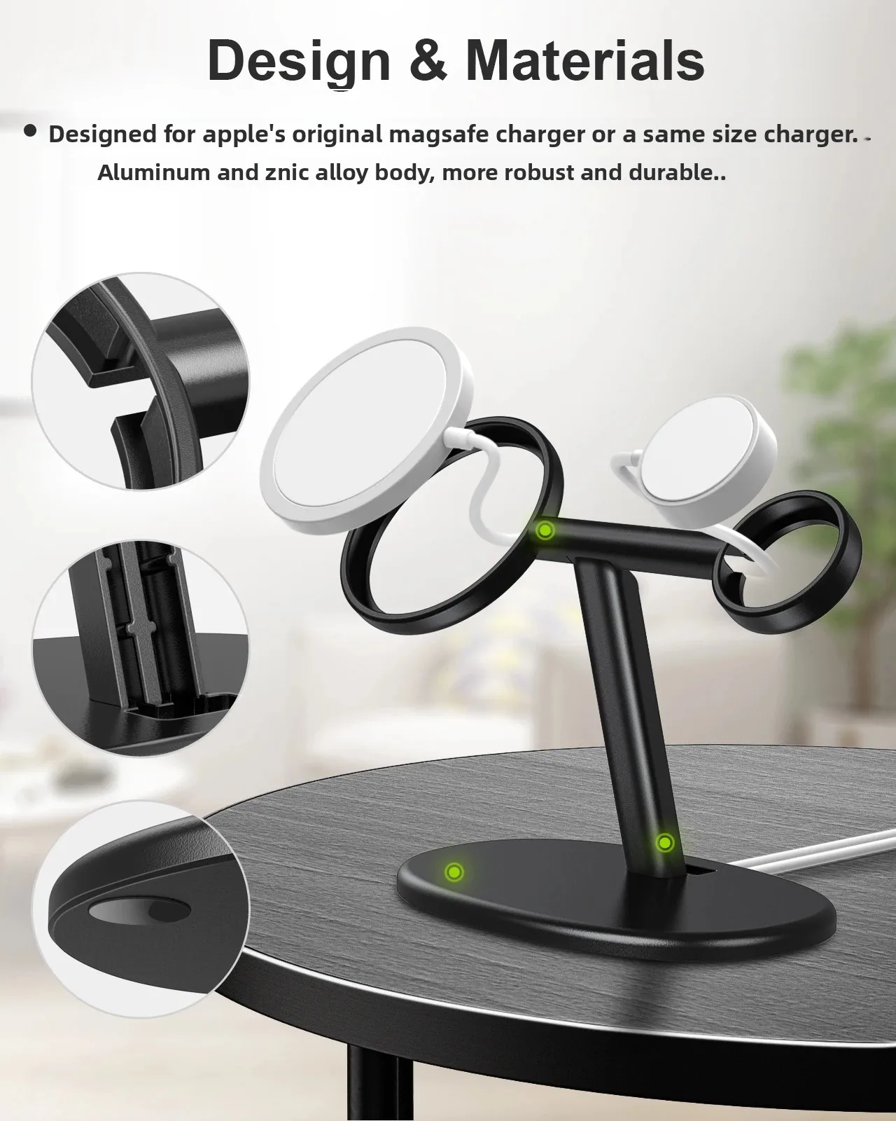 Supporto per caricabatterie Wireless EWA 2 in 1 supporto per telefono in lega di alluminio compatibile con iphone13/12/Pro/ Max/Mini e Apple Watch 3/4/5/6