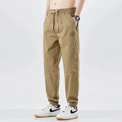 Jeanness workwear pants for men's summer thin and loose oversized sports pants, summer ice silk casual long pants for men's styl