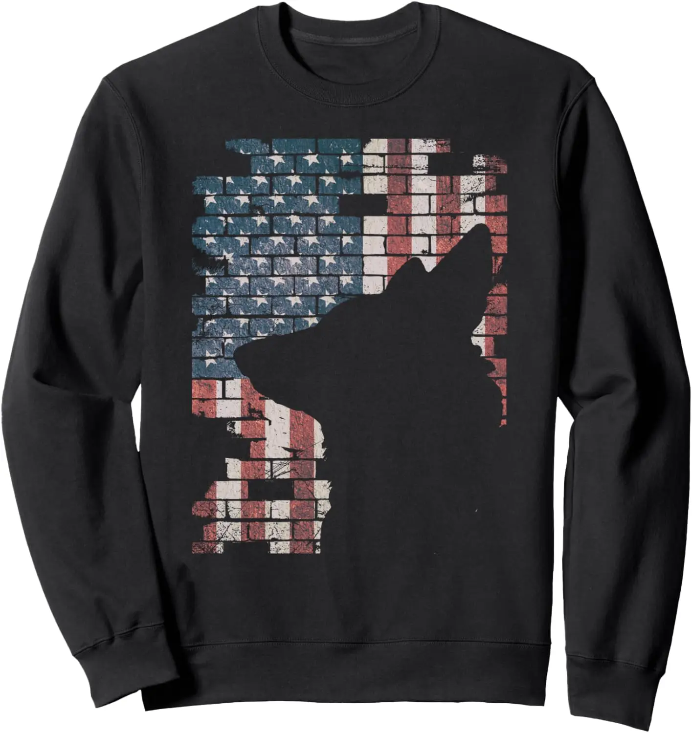 Police Officer K9 Dog Shep PD American Flag Silhouette Print Sweatshirt